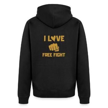 FREE FIGHT GOLD - Veste à capuche bio Premium Unisexe - noir - Dos - Nico (187cm)