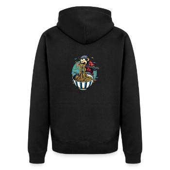 Süßer Affe genießt Ramen Nudeln Design - Unisex Premium Bio Zip Hoodie - Schwarz - Hinten - Nico (187cm)