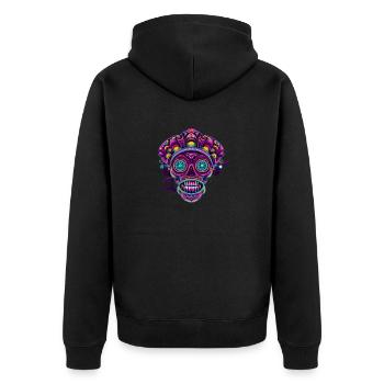 TrippyTotenkop mexicain coloré - Veste à capuche bio Premium Unisexe - noir - Dos - Nico (187cm)