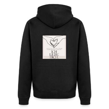 Ich liebe dich mein Dickkopf - Liebeserklärung - Unisex Premium Bio Zip Hoodie - Schwarz - Hinten - Nico (187cm)