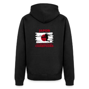 Japan Football 2022 supporter of Japan football - Unisex Premium Organic Zip Hoodie - black - Back - Nico (187cm)
