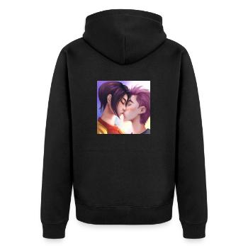 LGBT Queer kiss 🌈🌈 - Unisex Premium Organic Zip Hoodie - black - Back - Nico (187cm)