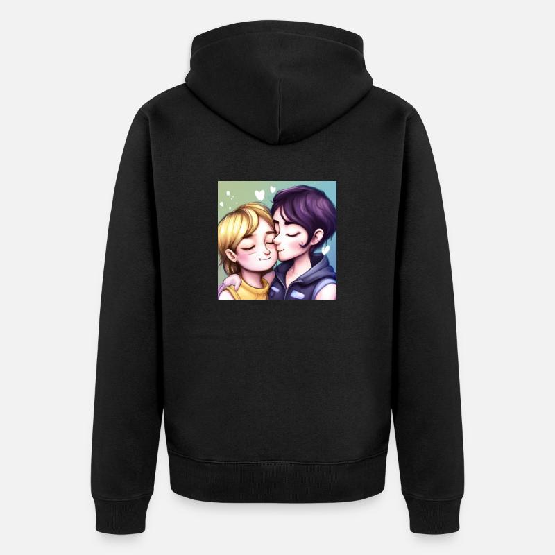 LGBT Queer Kuss 🌈🌈 - Unisex Premium Bio Zip Hoodie - Schwarz