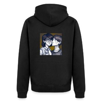 LGBT Queer kiss 🌈🌈 - Unisex Premium Organic Zip Hoodie - black - Back - Nico (187cm)