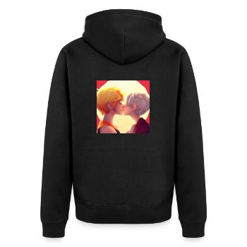 LGBT Queer kiss 🌈🌈 - Unisex Premium Organic Zip Hoodie - black - Back - Nico (187cm)