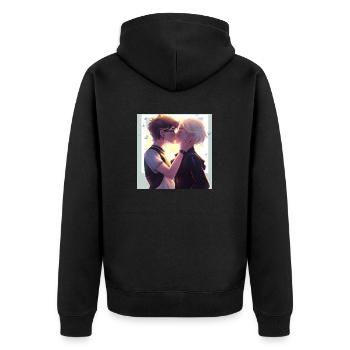 LGBT Queer kiss 🌈🌈 - Unisex Premium Organic Zip Hoodie - black - Back - Nico (187cm)