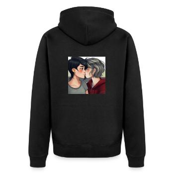 LGBT Queer kiss 🌈🌈 - Unisex Premium Organic Zip Hoodie - black - Back - Nico (187cm)