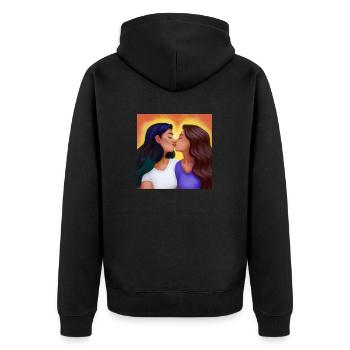 LGBT Queer kiss 🌈🌈 - Unisex Premium Organic Zip Hoodie - black - Back - Nico (187cm)