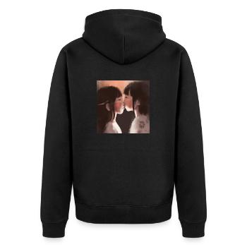 LGBT Queer kiss 🌈🌈 - Unisex Premium Organic Zip Hoodie - black - Back - Nico (187cm)