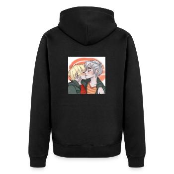 LGBT Queer kiss 🌈🌈 - Unisex Premium Organic Zip Hoodie - black - Back - Nico (187cm)