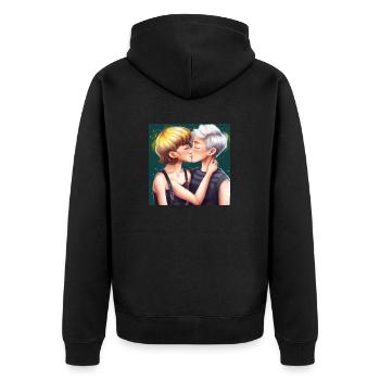 LGBT Queer kiss 🌈🌈 - Unisex Premium Organic Zip Hoodie - black - Back - Nico (187cm)