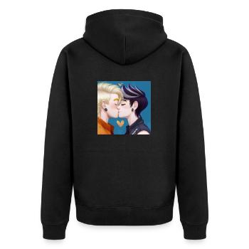 LGBT Queer kiss 🌈🌈 - Unisex Premium Organic Zip Hoodie - black - Back - Nico (187cm)
