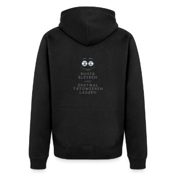 Tätowieren lassen - Unisex Premium Bio Zip Hoodie - Schwarz - Hinten - Nico (187cm)
