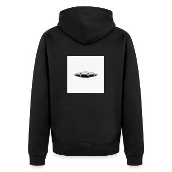 UFO - Unisex Premium Organic Zip Hoodie - black - Back - Nico (187cm)