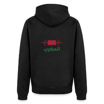 Maroc Football 2022 battement de cœur - Veste à capuche bio Premium Unisexe - noir - Dos - Nico (187cm)