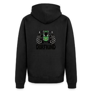 Dorfkind - Trecker, Traktor, Landwirtschaft, Agrar - Unisex Premium Bio Zip Hoodie - Schwarz - Hinten - Nico (187cm)