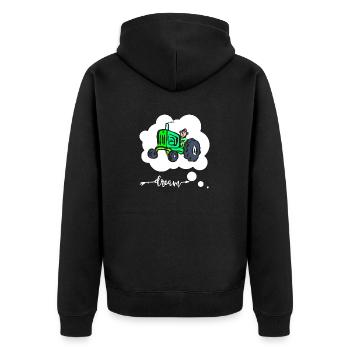Traktor - Straßenschild - Pass - Unisex Premium Bio Zip Hoodie - Schwarz - Hinten - Nico (187cm)