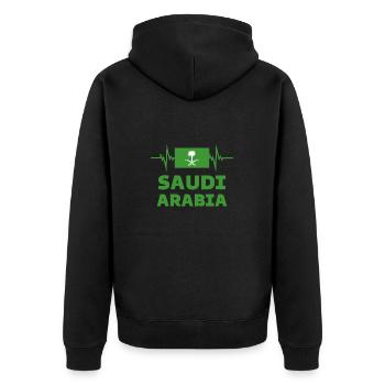 Arabie saoudite Football 2022 Arabie saoudite Heartbeat - Veste à capuche bio Premium Unisexe - noir - Dos - Nico (187cm)