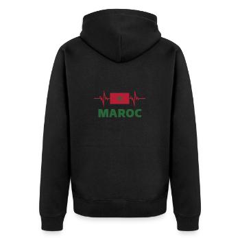 Morocco Football 2022 Morocco Heartbeat Morocco - Unisex Premium Organic Zip Hoodie - black - Back - Nico (187cm)