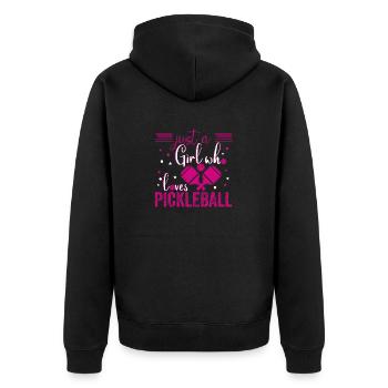 Just A Girl Who Loves Pickleball - Unisex Premium Organic Zip Hoodie - black - Back - Nico (187cm)