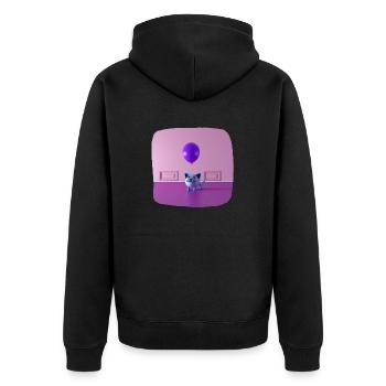 A cat with a mustache holding a balloon - Unisex Premium Organic Zip Hoodie - black - Back - Nico (187cm)