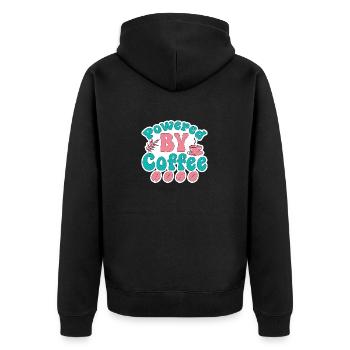 mum powered by coffee - Unisex Premium Organic Zip Hoodie - black - Back - Nico (187cm)