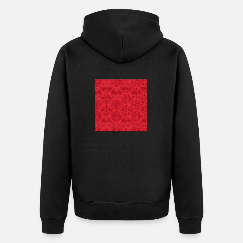 Chinese pattern - Unisex Premium Organic Zip Hoodie - black