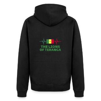 the lion of teranga - Unisex Premium Organic Zip Hoodie - black - Back - Nico (187cm)