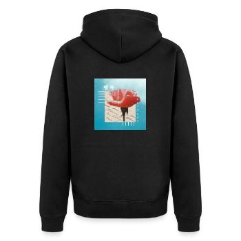 Koreanisch - Unisex Premium Bio Zip Hoodie - Schwarz - Hinten - Nico (187cm)