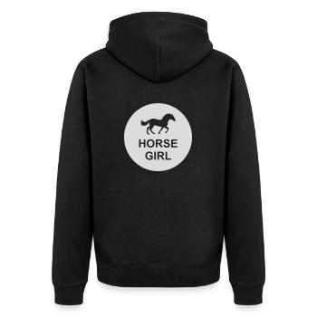 horse girl Zitat Spruch - Unisex Premium Bio Zip Hoodie - Schwarz - Hinten - Nico (187cm)