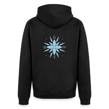Compass with directions. - Unisex Premium Organic Zip Hoodie - black - Back - Nico (187cm)