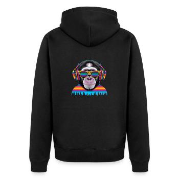 Eye-catcher monkey with headphones and sunglasses - Unisex Premium Organic Zip Hoodie - black - Back - Nico (187cm)