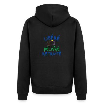 libéré délivré retraité - t-shirt humour retraite - Veste à capuche bio Premium Unisexe - noir - Dos - Nico (187cm)