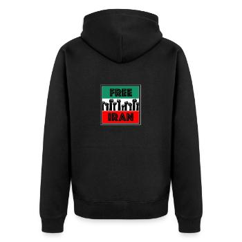 free iran - Unisex Premium Bio Zip Hoodie - Schwarz - Hinten - Nico (187cm)
