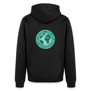 planet over profit quote - Unisex Premium Organic Zip Hoodie - black - Back - Nico (187cm)