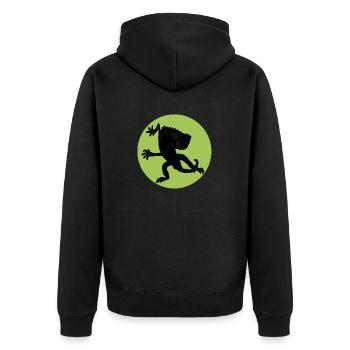 tanzende Echse - Unisex Premium Bio Zip Hoodie - Schwarz - Hinten - Nico (187cm)