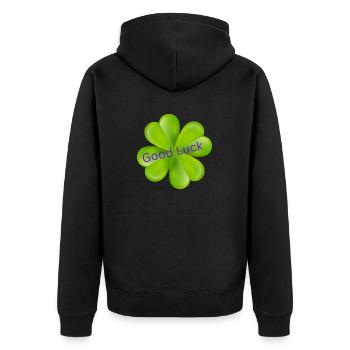 Good Luck - Unisex Premium Bio Zip Hoodie - Schwarz - Hinten - Nico (187cm)