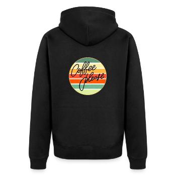 Kaffee bitte Retro Sonnenuntergang - Unisex Premium Bio Zip Hoodie - Schwarz - Hinten - Nico (187cm)