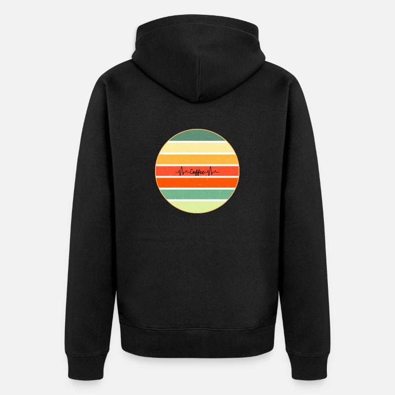 Café Rétro Coucher de soleil - Veste à capuche bio Premium Unisexe - noir