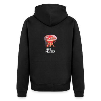 Grillmeister Grillen Essen (Rot) - Unisex Premium Bio Zip Hoodie - Schwarz - Hinten - Nico (187cm)