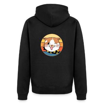 Drôle mignon Kawaii Cat Face Rétro Coucher de soleil - Veste à capuche bio Premium Unisexe - noir - Dos - Nico (187cm)