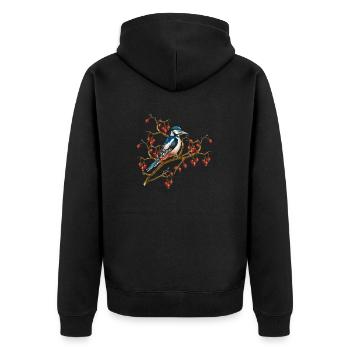 Bunter Vogel - Unisex Premium Bio Zip Hoodie - Schwarz - Hinten - Nico (187cm)