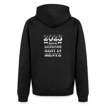 2023 eine Legende geht in Rente - Unisex Premium Bio Zip Hoodie - Schwarz - Hinten - Nico (187cm)