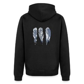 Feder - Unisex Premium Bio Zip Hoodie - Schwarz - Hinten - Nico (187cm)