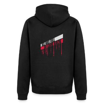 hell was full Zitat - Unisex Premium Bio Zip Hoodie - Schwarz - Hinten - Nico (187cm)