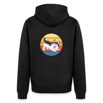 Drôle Kawaii Mignon Husky Dog Vintage Retro Sunset - Veste à capuche bio Premium Unisexe - noir - Dos - Nico (187cm)