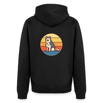 Drôle Kawaii Mignon Husky Dog Vintage Retro Sunset - Veste à capuche bio Premium Unisexe - noir - Dos - Nico (187cm)