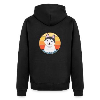 Drôle Kawaii Mignon Husky Dog Vintage Retro Sunset - Veste à capuche bio Premium Unisexe - noir - Dos - Nico (187cm)