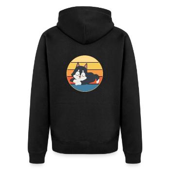 Drôle Kawaii Mignon Husky Dog Vintage Retro Sunset - Veste à capuche bio Premium Unisexe - noir - Dos - Nico (187cm)