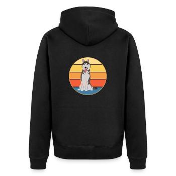 Drôle Kawaii Mignon Husky Dog Vintage Retro Sunset - Veste à capuche bio Premium Unisexe - noir - Dos - Nico (187cm)